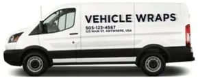 A white truck with the words vehicle service written on it.